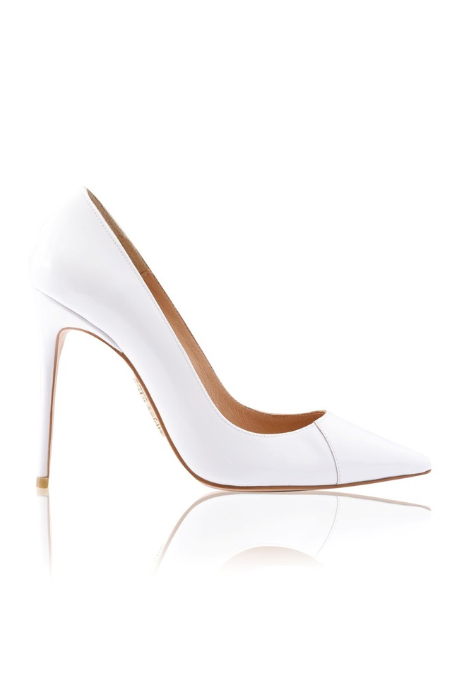 'PARIS' 4' White Patent Leather Pointy Toe Heels